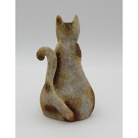 ETC Marsha McCartty Grey Copper Cat Figurine 6 Inch Green Eyes Cast Art - Picture 3 of 6